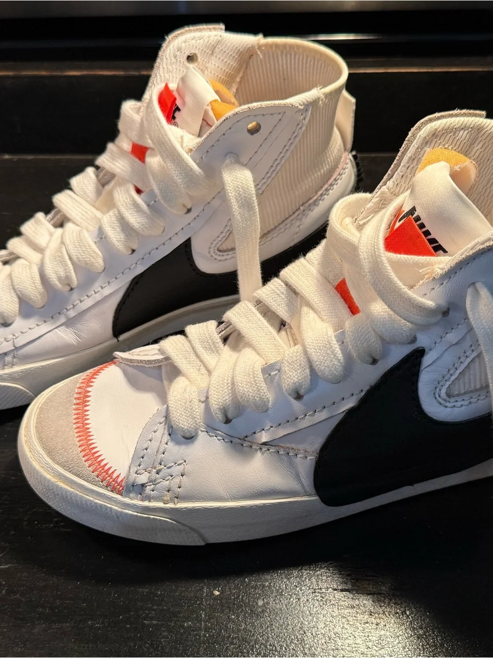 Nike Blazer Mid ‘77 Jumbo Sneakers with Black Swoosh and Red Accent